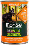 Влажный корм для взрослых собак мелких пород Monge BWild Grain Free беззерновой из утки с тыквой и кабачками 400г
