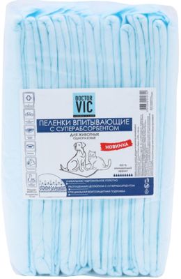 Подстилки для животных Doctor VIC впитывающие 60х90см