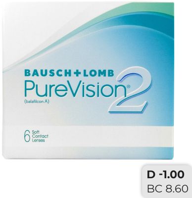 Контактные линзы Pure Vision 2 Ежемесячные -1.00/14.0/8.6 6шт