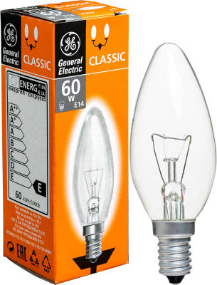 Лампа накаливания GE E14 60Вт