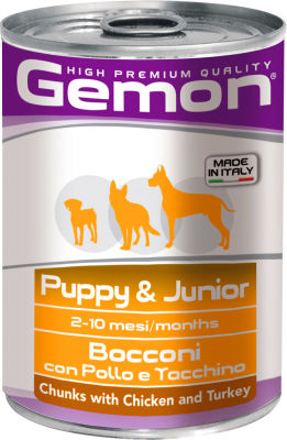 Корм для щенков Gemon Dog кусочки курицы с индейкой 415г