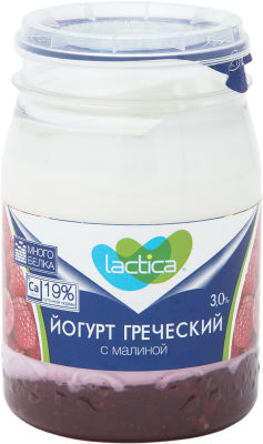 Йогурт Lactica Греческий с малиной 3% 190г