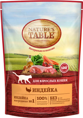 Сухой корм для кошек Natures Table Индейка 190г