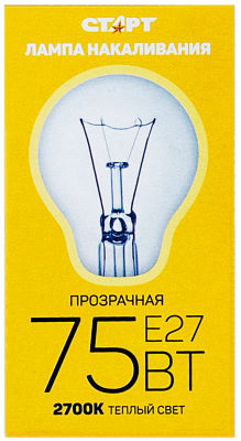 Лампа накаливания Старт E27 75Вт