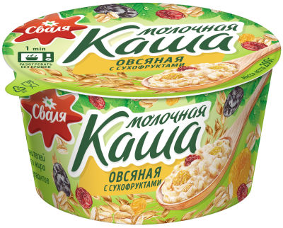 Каша молочная Сваля Овсяная с сухофруктами 6% 200г