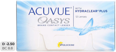 Контактные линзы Acuvue Oasys Hydraclear Plus Двухнедельные -2.5/14.3/8.8 12шт