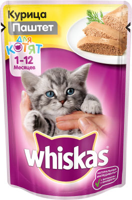 Корм для котят Whiskas Мясной паштет с курицей 85г